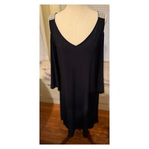 Dress barn cold shoulder dress with jeweled shoulders-size large.